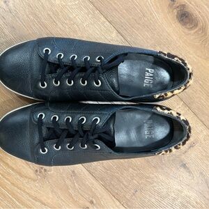 PAIGE Black Sneakers with Leopard Accent